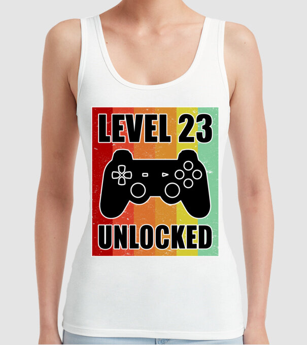 level 23 unlocked retro gamer model alb pe tricou