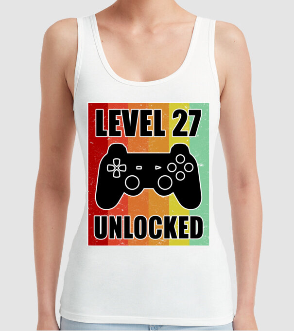 level 27 unlocked retro gamer model alb pe tricou