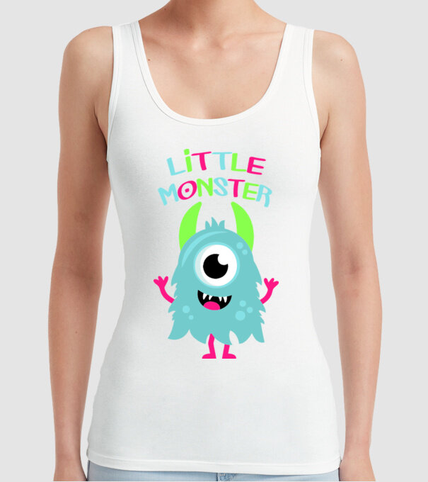 Little monster model alb pe tricou
