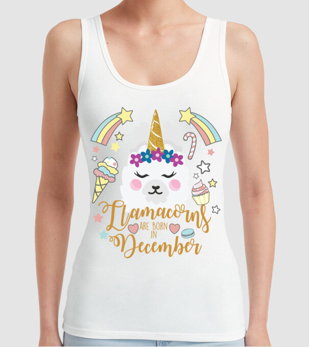 Llamacorns are born in December model alb pe tricou