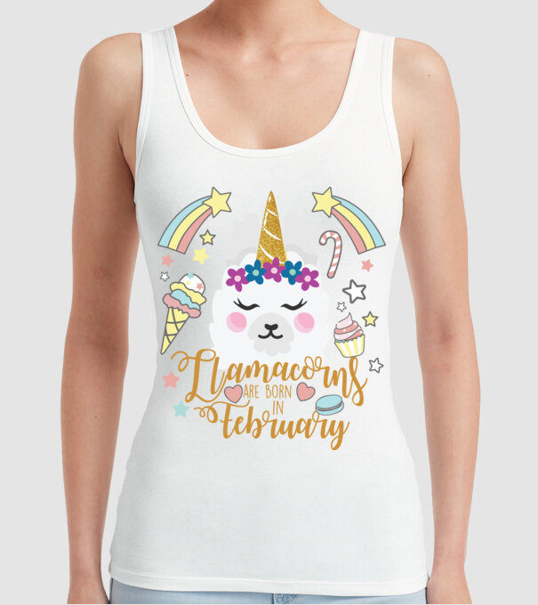 Llamacorns are born in February model alb pe tricou