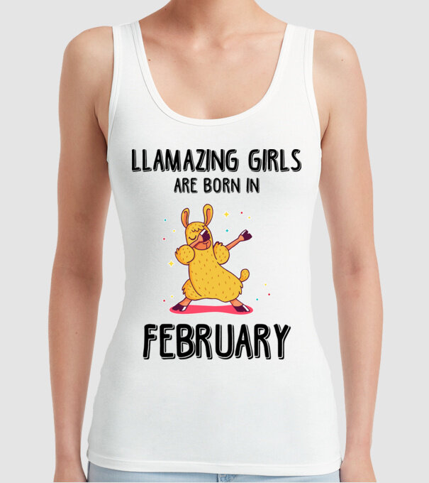 llamazing girls are born in february black model alb pe tricou