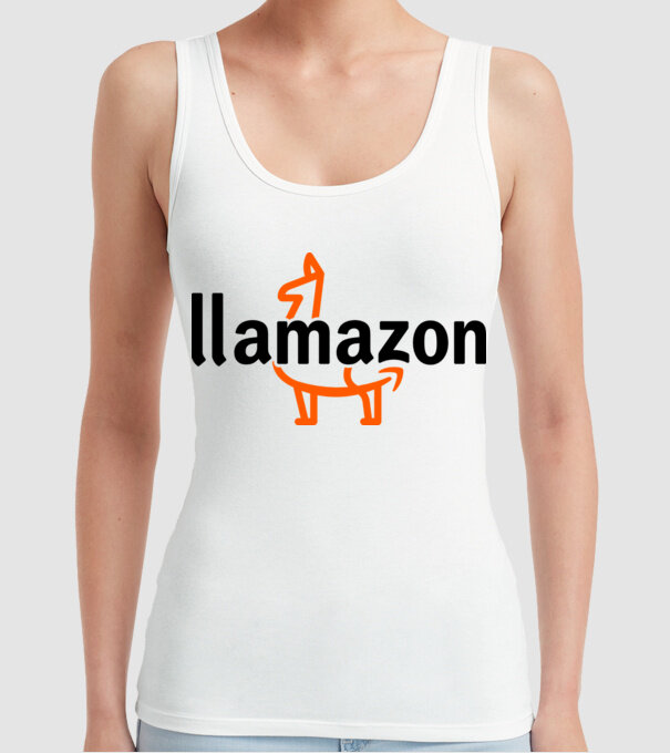 Llamazon model alb pe tricou