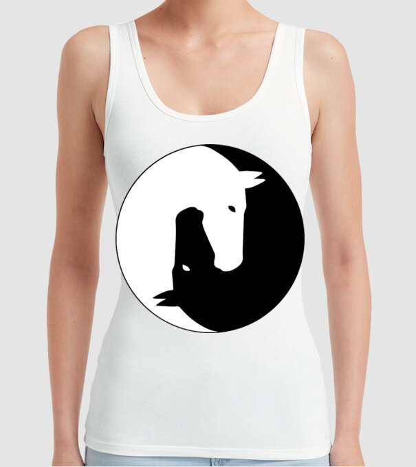 Lovas ying-yang model alb pe tricou