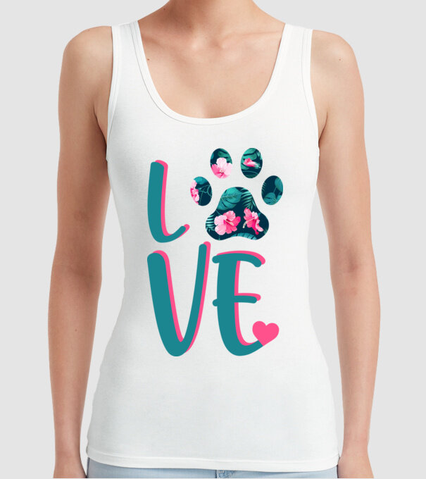 LOVE CÂINI model alb pe tricou