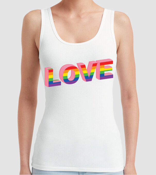 Love pride model alb pe tricou