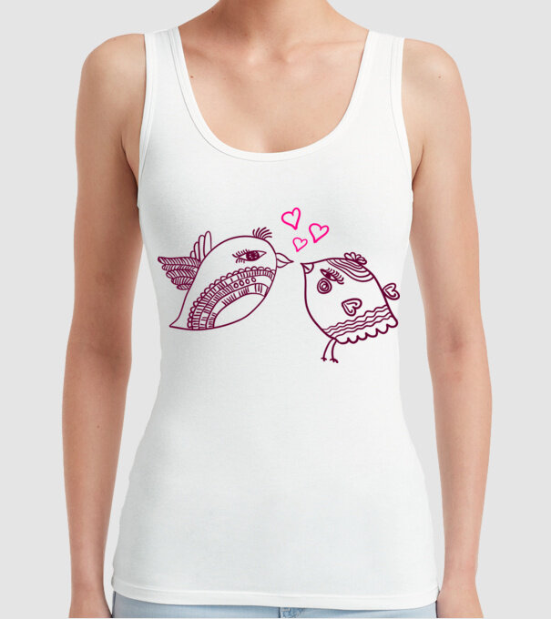 lovebirds model alb pe tricou