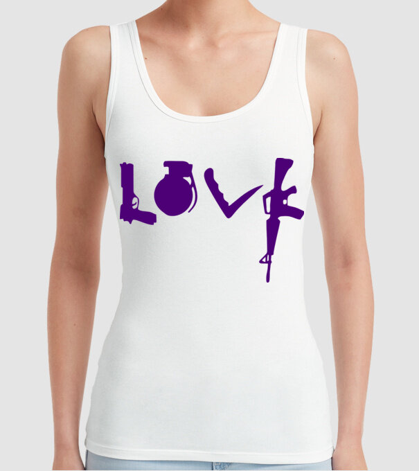 Lovegun model alb pe tricou