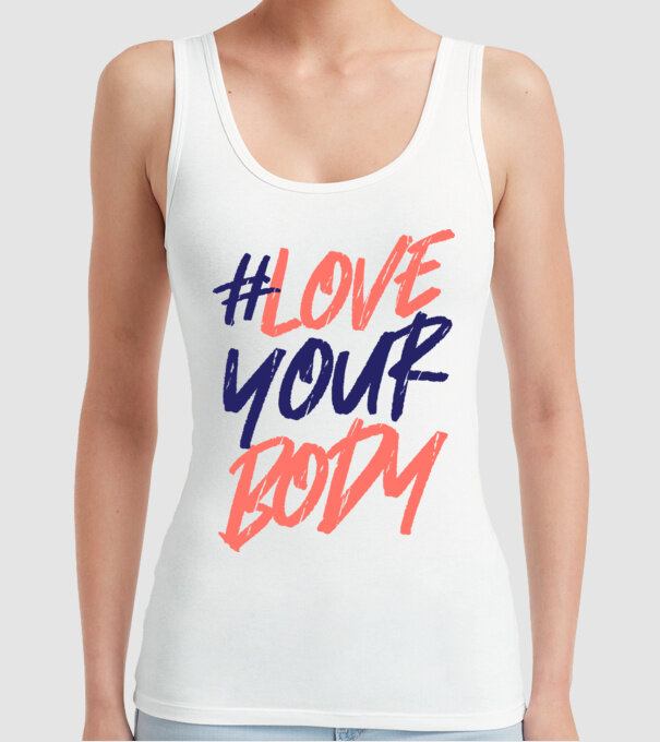 #loveyourbody model alb pe tricou