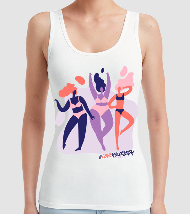 #loveyourbody model alb pe tricou