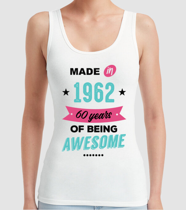 MADE in 1962 model alb pe tricou