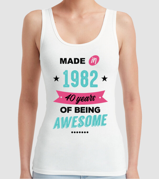 MADE in 1982 model alb pe tricou