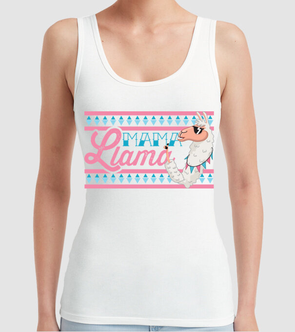 Mama LLama model alb pe tricou