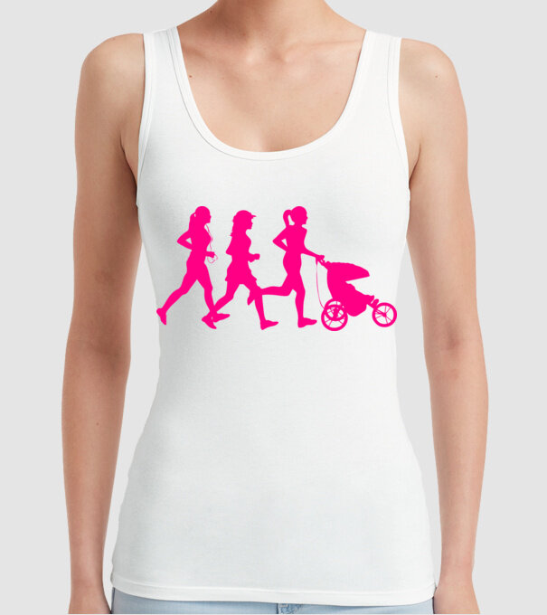 Running Mom model alb pe tricou