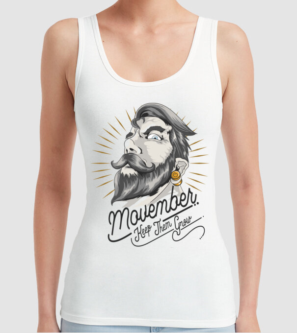 Movember Keep them grow No Shave November model alb pe tricou