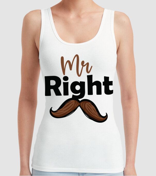 Mr right model alb pe tricou