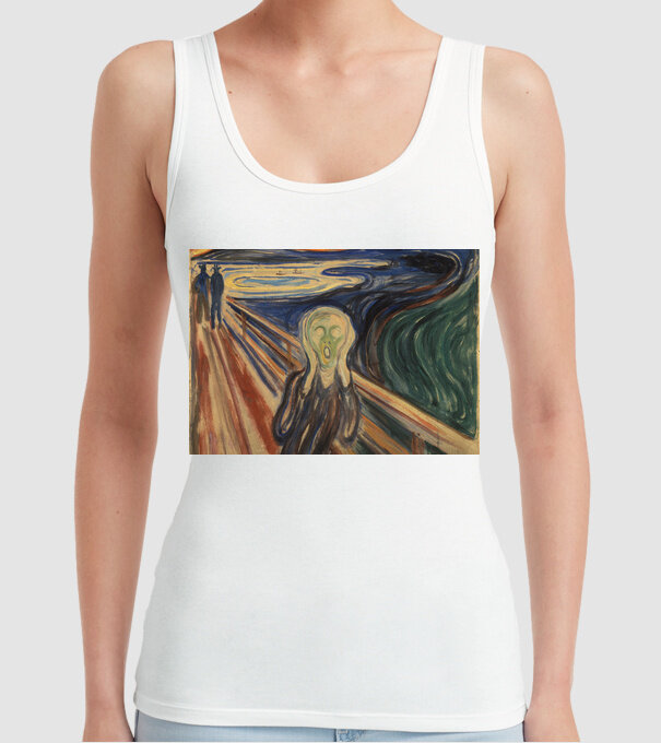 Pictură Munch Mască model alb pe tricou
