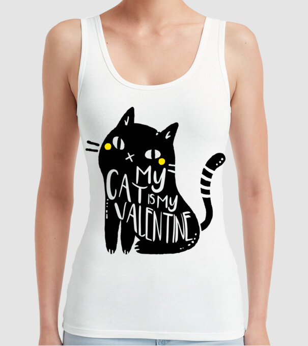 My cat is my valentine model alb pe tricou