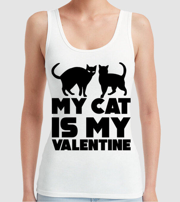 My cat is my valentine black model alb pe tricou