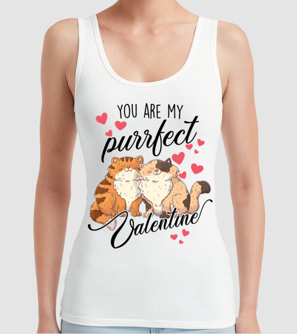 My purrfect valentine model alb pe tricou