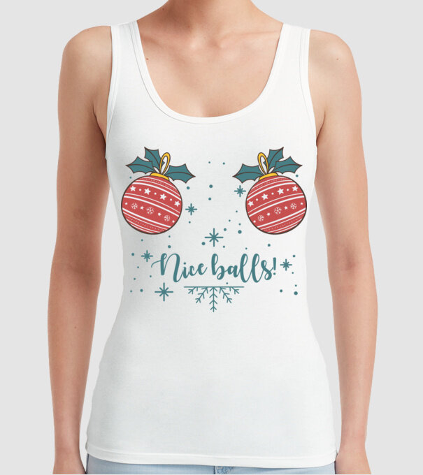 Nice Balls model alb pe tricou