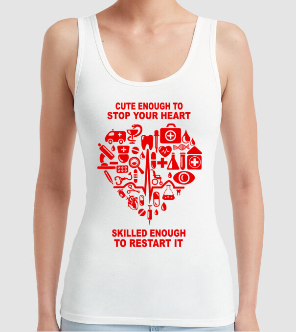 nurses are cute model alb pe tricou