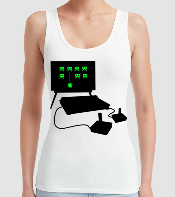 Oldschool Gamer model alb pe tricou