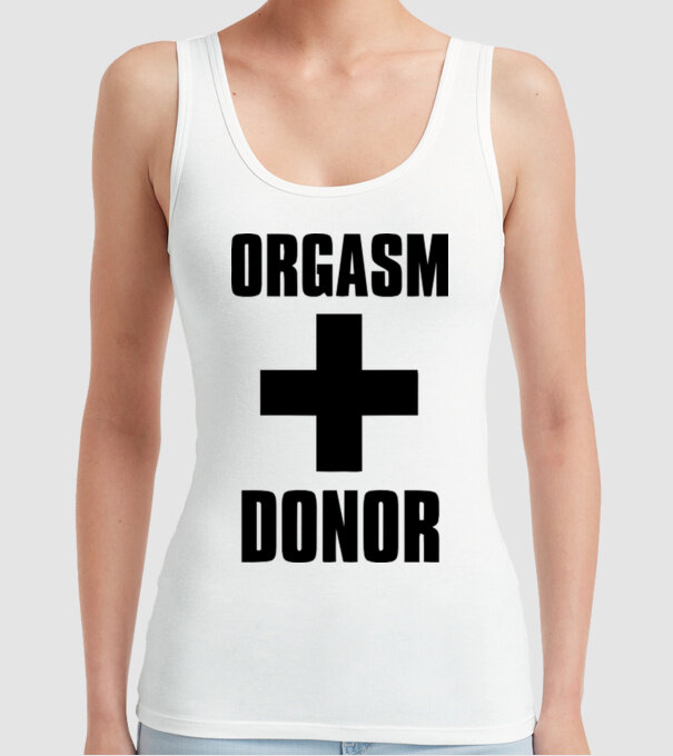 orgasm donor model alb pe tricou