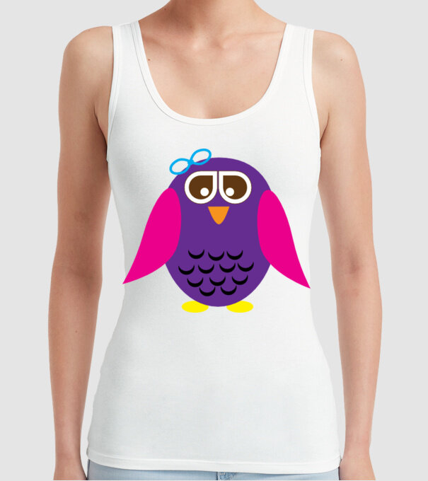 Owl model alb pe tricou