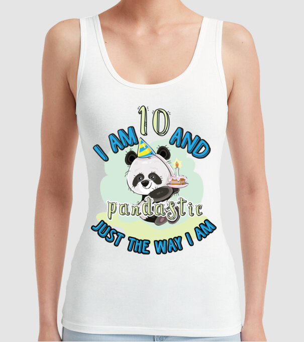 PANDASTIC 10 model alb pe tricou