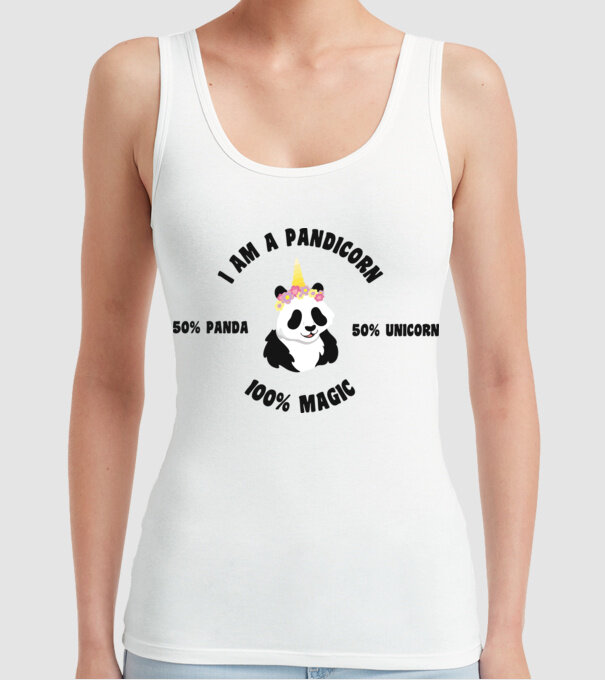 Pandicorn model alb pe tricou