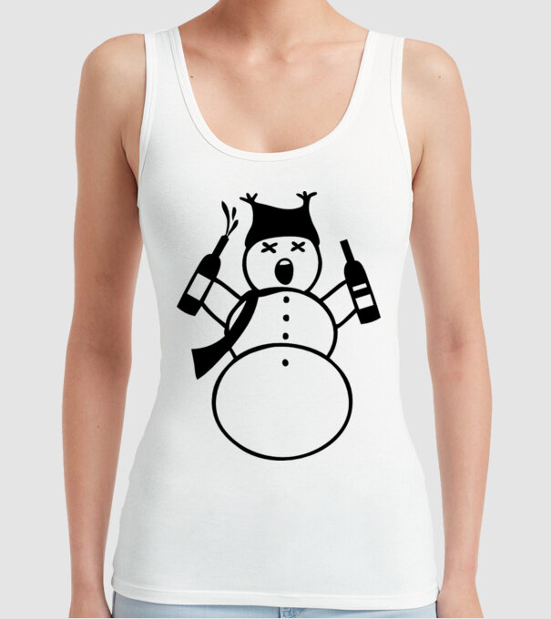 Om de zăpadă beat model alb pe tricou