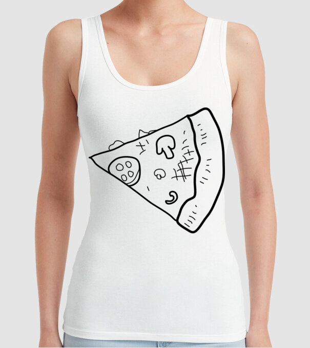 Felie de pizza (parte tricou pereche) model alb pe tricou