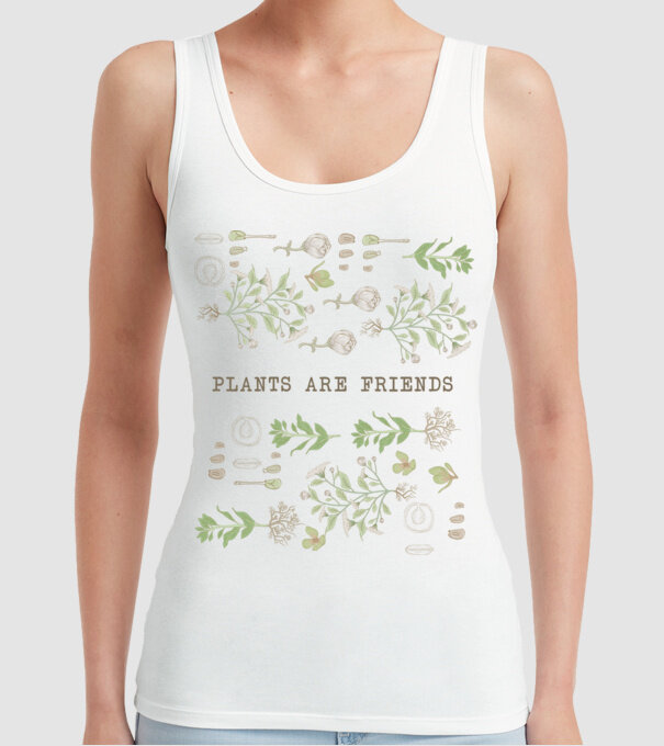 Plants are friends model alb pe tricou