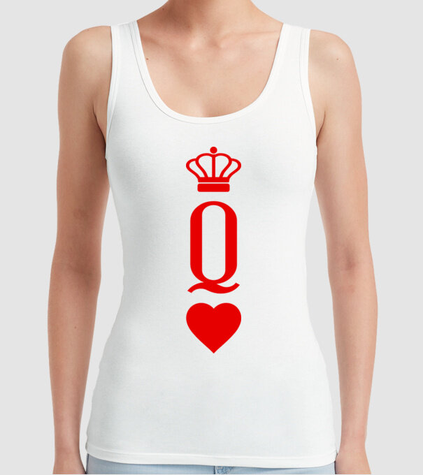 Playin gcards Queen of hearts model alb pe tricou