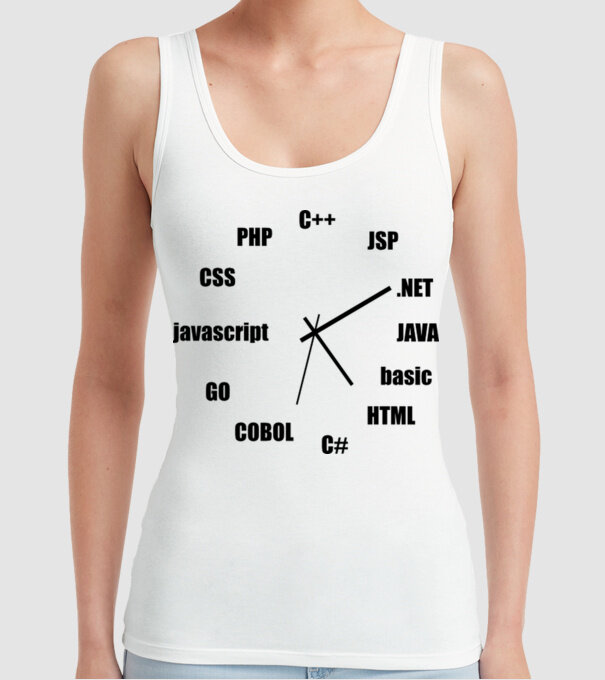 Programmer clock model alb pe tricou