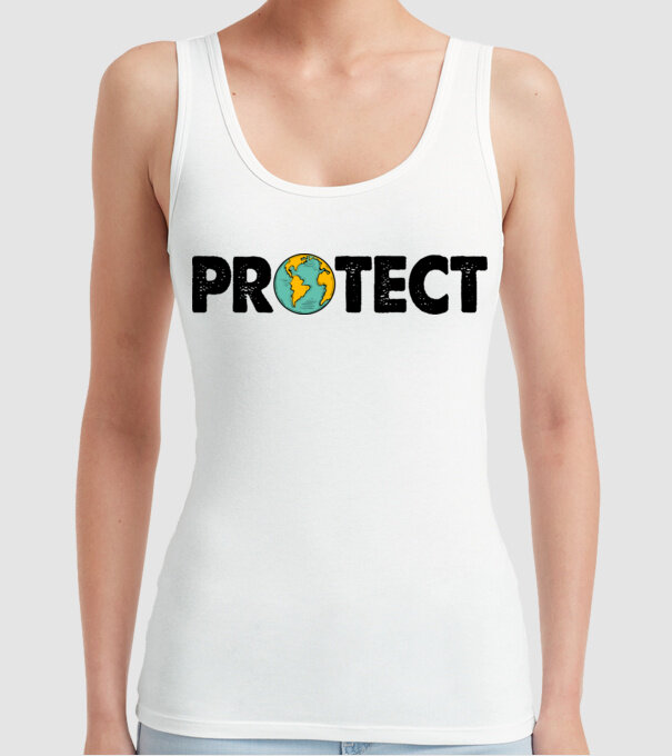 Protect earth model alb pe tricou
