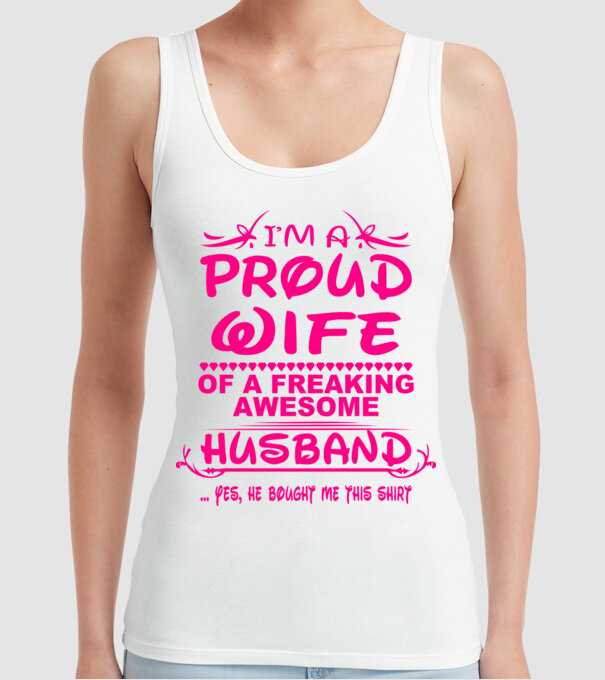 Proud wife model alb pe tricou