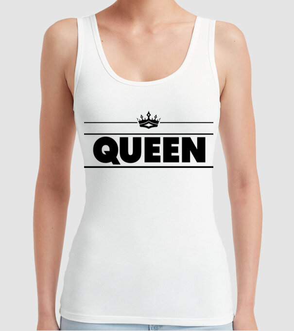 Queen model alb pe tricou