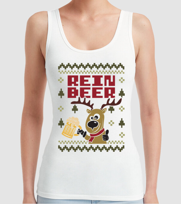 Reinbeer ugly sweater model alb pe tricou