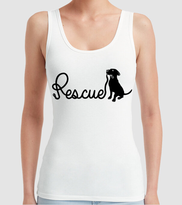 Rescue dog model alb pe tricou