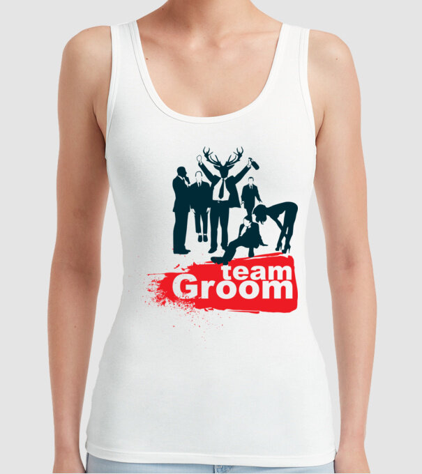 Reservoir Groom Team model alb pe tricou