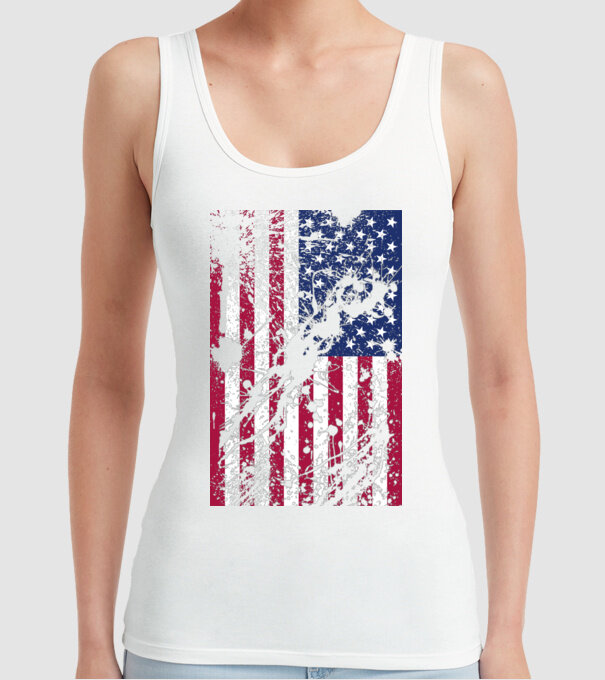 ripped flag U.S. model alb pe tricou