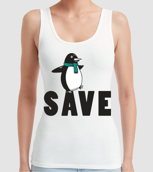 Save penguin model alb pe tricou