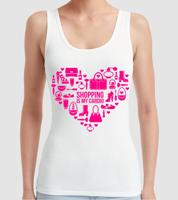 Shopping is my cardio model alb pe tricou