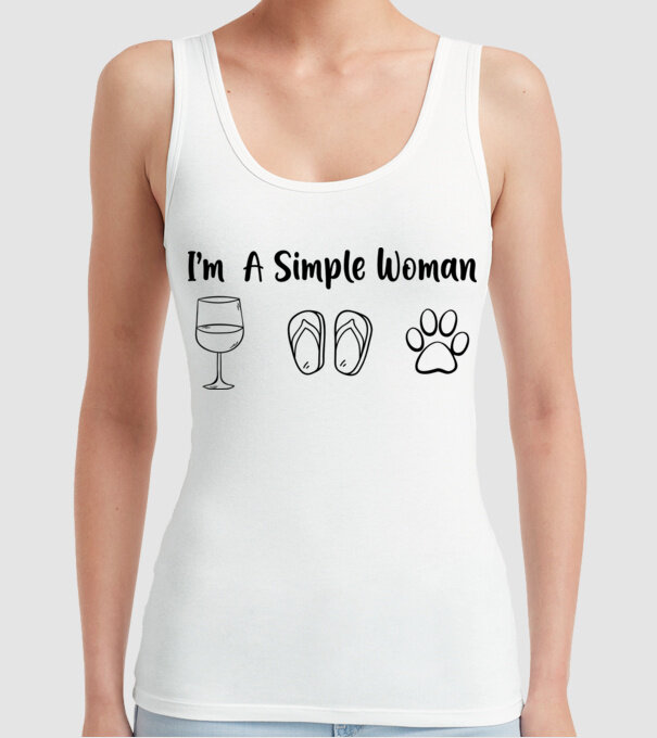 Simple doggy woman model alb pe tricou