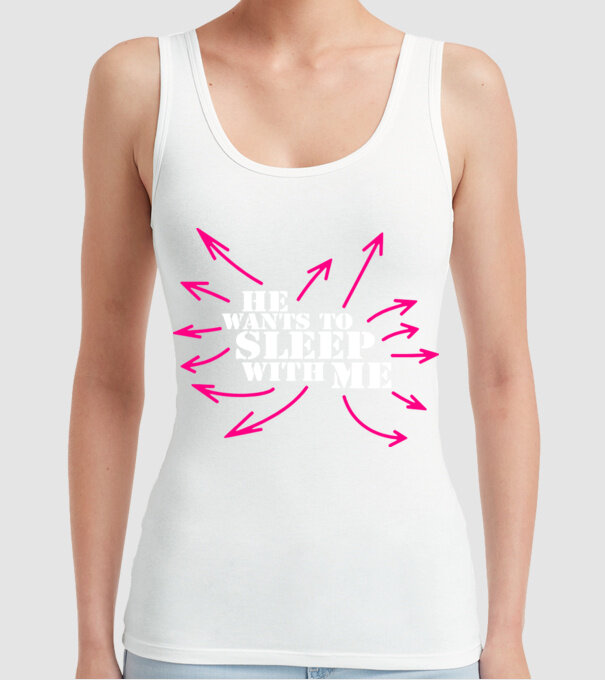 sleep with me model alb pe tricou