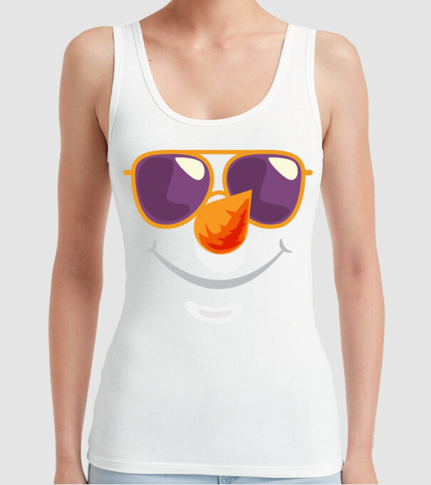 Snowman face model alb pe tricou