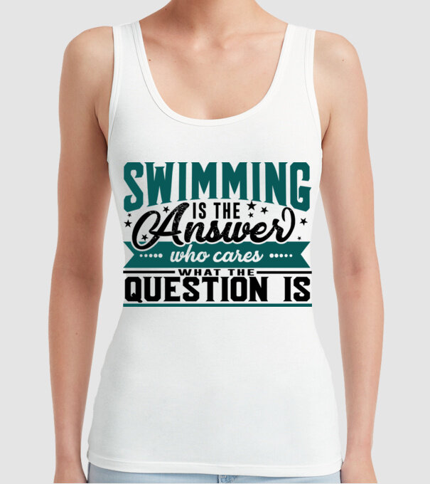 Sport is the answer ÎNOTĂTOR model alb pe tricou