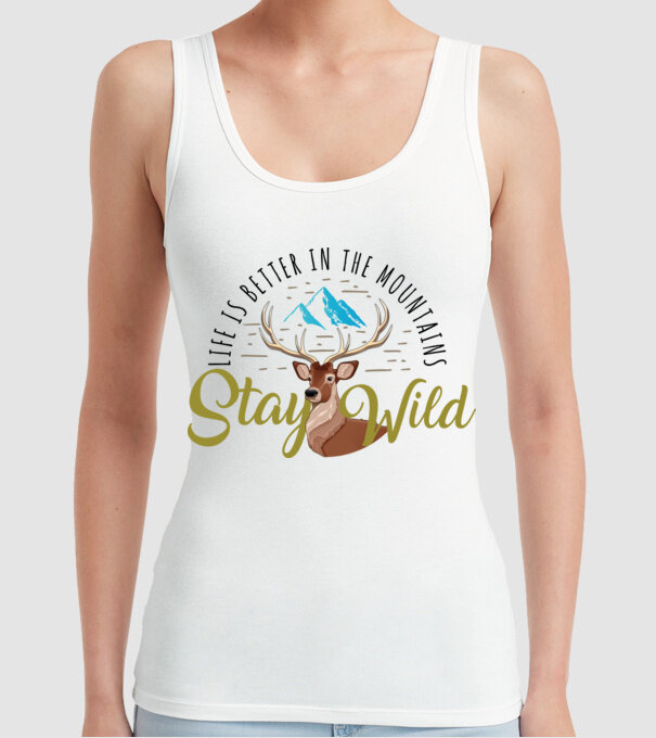 Stay wild Cerb model alb pe tricou